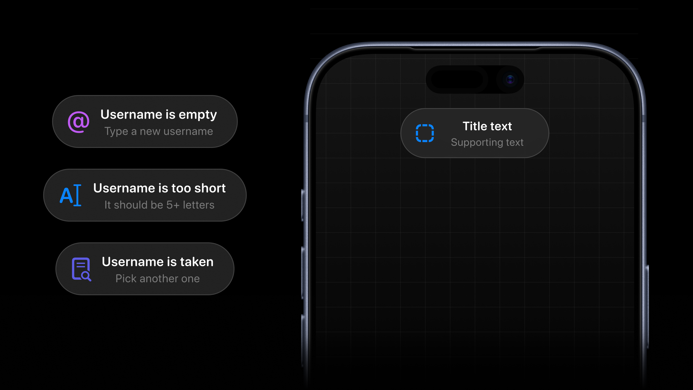 Toast states in Haptics